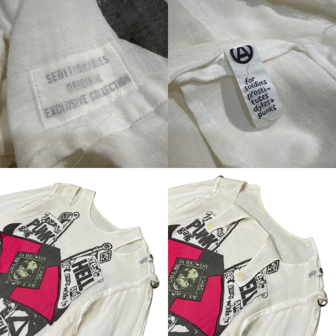 SEDITIONARIES by A STORE ROBOT アナーキストプリントムスリントップ ガーゼシャツ ANARCHIST Archive 90s トップス アストアロボット メンズ レディース ユニセックス