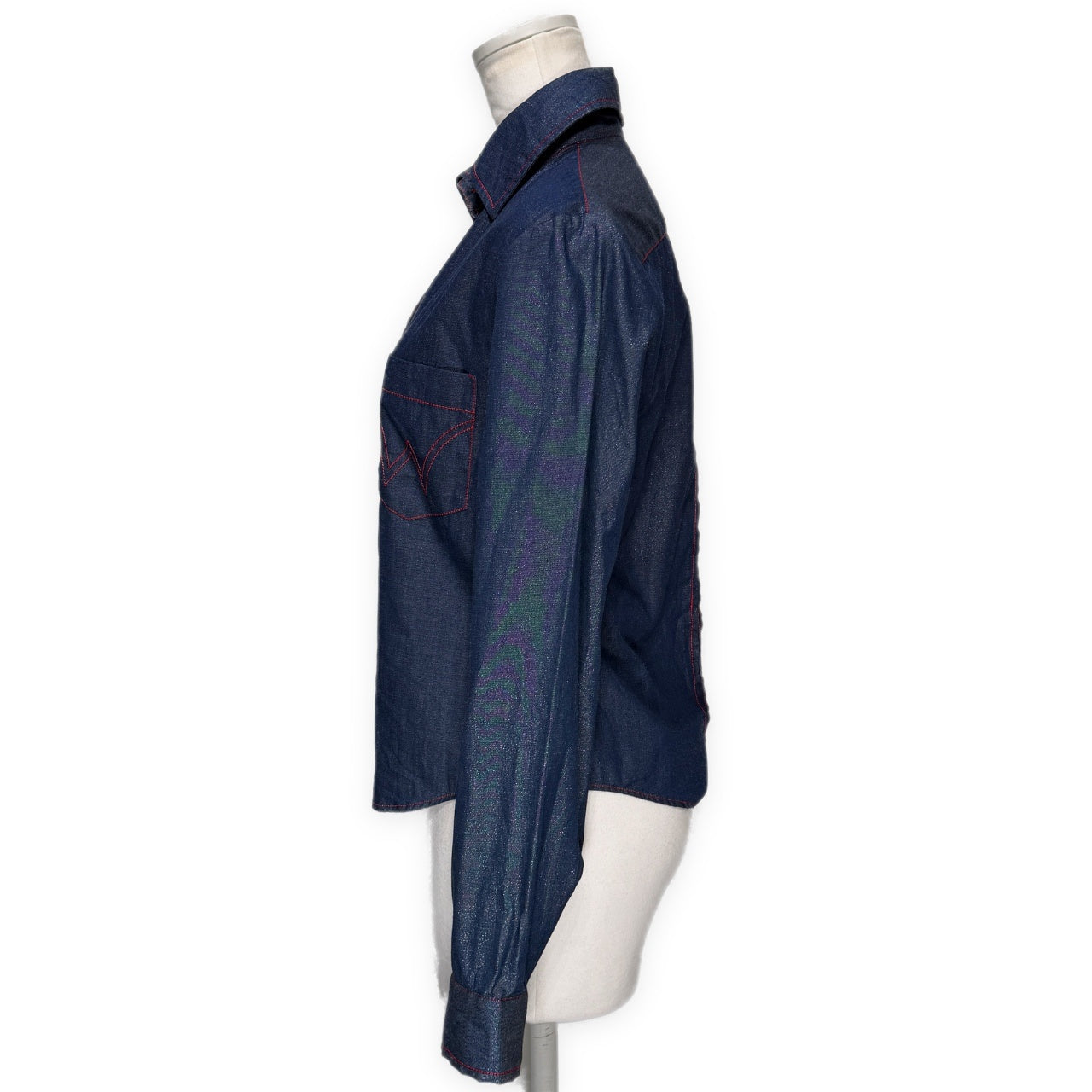 Vivienne Westwood MILAN ラメ混紡赤ステッチシャツ ブラウス トップス Archive 90s ヴィヴィアンウエストウッド レディース