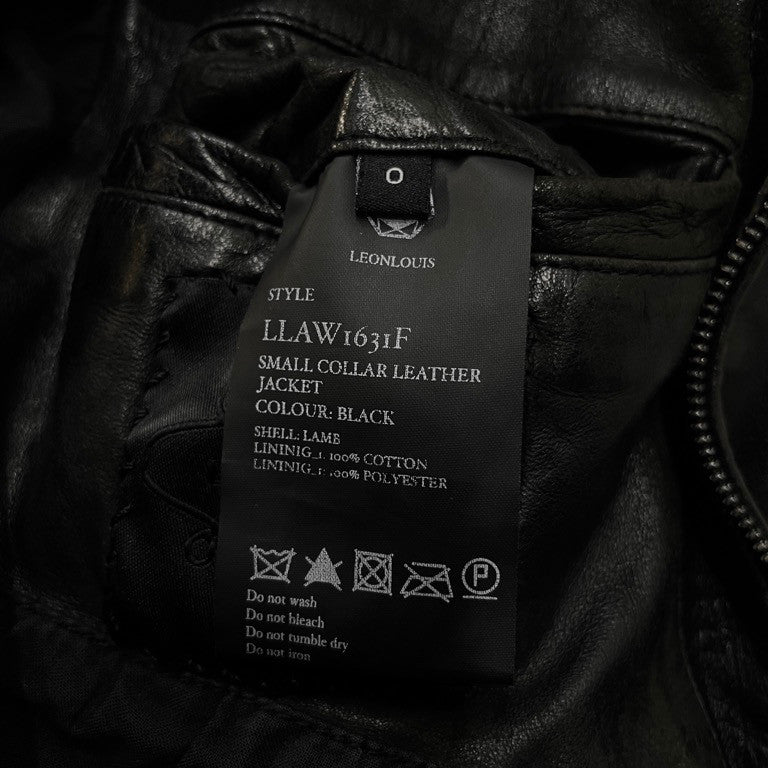 LEON LOUIS 16AW SMALL COLLAR LEATHER JACKET ハイネックラムレザージャケット ブルゾン コート アウター レオンルイス メンズ
