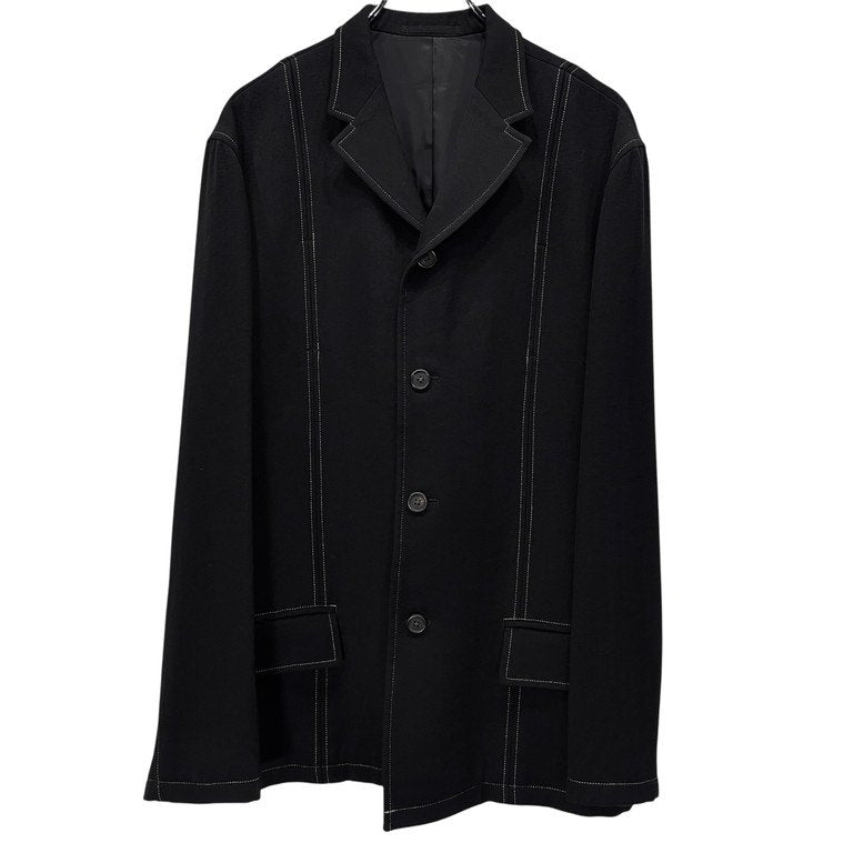 Y's for men ウールドスキングレーステッチセットアップスーツ 4Bテーラードジャケット コート パンツ スラックス トラウザーズ Archive 90s Yohji Yamamoto Pour Homme ヨウジヤマモトプールオム ワイズフォーメン メンズ