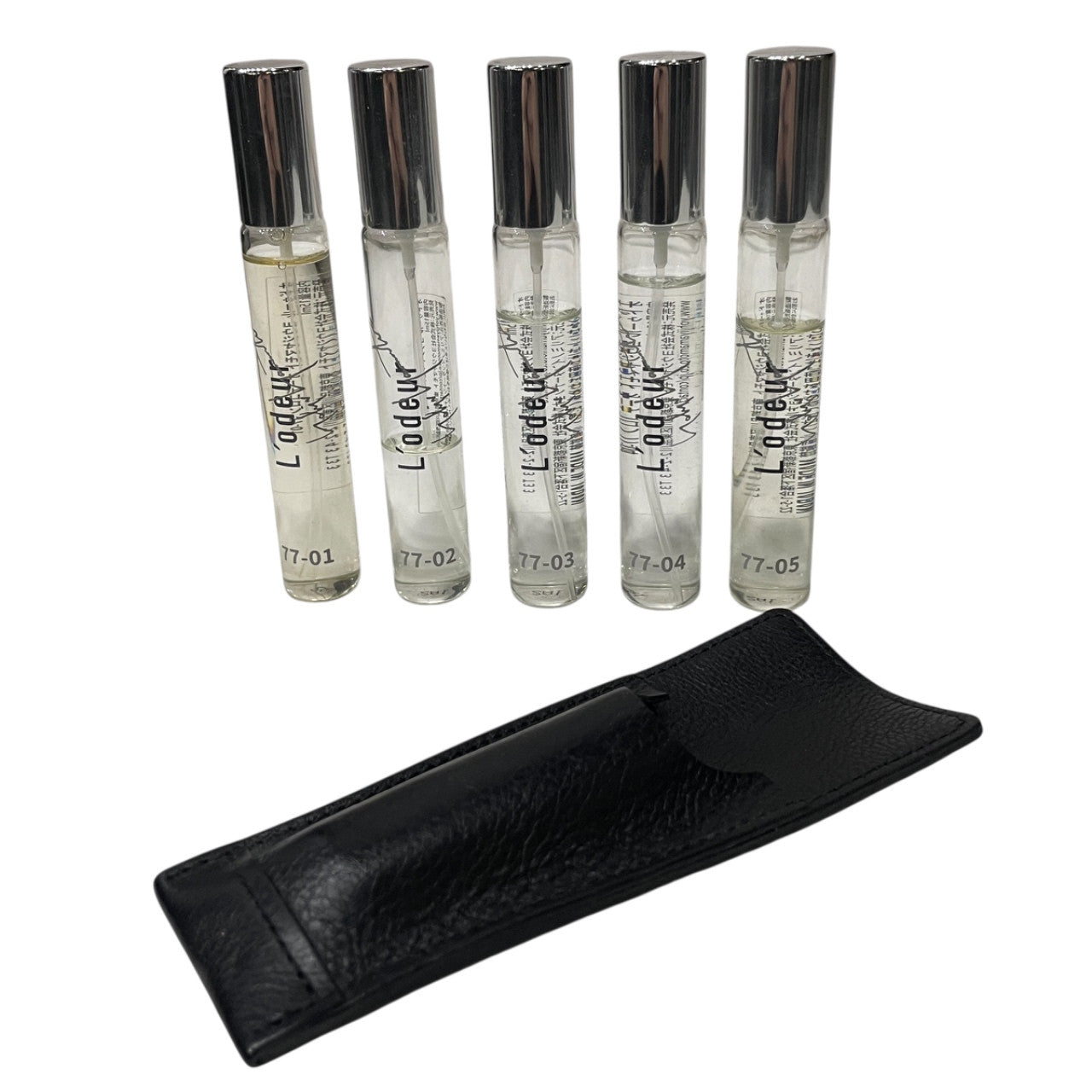 L’odeur Yohji Yamamoto Eau de Cologne オーデコロン 5本セット 15ml 77-01 77-02 77-03 77-04 77-05 レザーケース 香水 定価27,500円 ヨウジヤマモト メンズ レディース ユニセックス