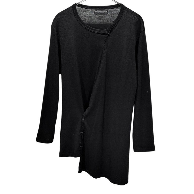 REGULATION Yohji Yamamoto MEN 18AW ウールジャージーカットオフボタンドレープカットソー Tシャツ Tee T-shirt ニット 裁ち切り レギュレーション ヨウジヤマモト メンズ