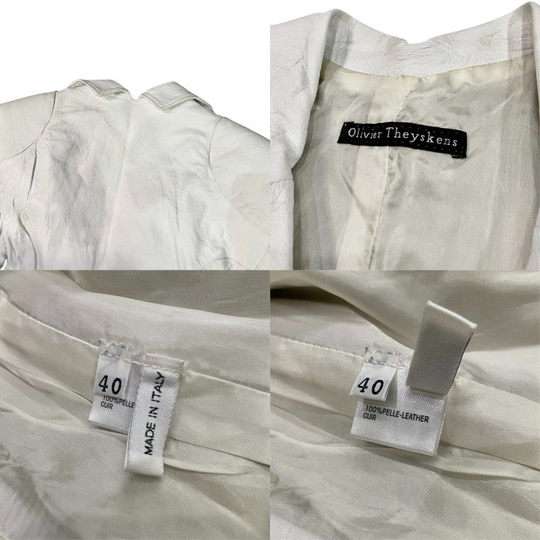Olivier Theyskens キュプラベストレイヤードレザーテーラードジャケット Archive 90s 00s ブルゾン コート アウター オリヴィエティスケンス レディース