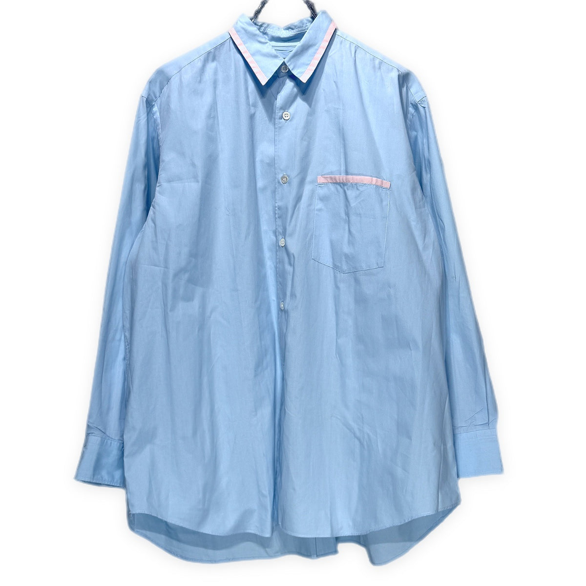 COMME des GARCONS HOMME PLUS 89AW ブロードパールボタンデタッチャブルカラーシャツ ブラウス トップス バンドカラー Archive 80s コムデギャルソンオムプリュス メンズ