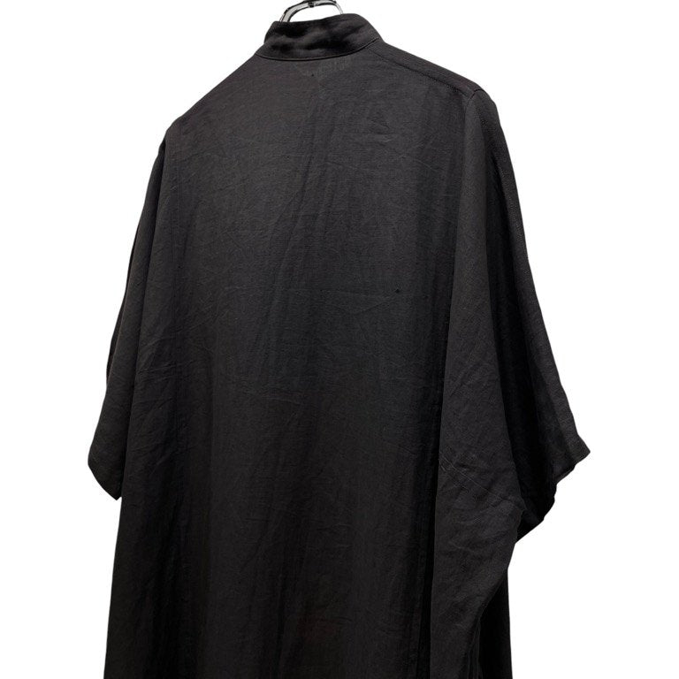 Y's ジュート平面パターンバンドカラーロングシャツワンピース Archive 70s 80s 初期 スタンドカラー チュニック Yohji Yamamoto Femme ヨウジヤマモトファム ワイズ レディース