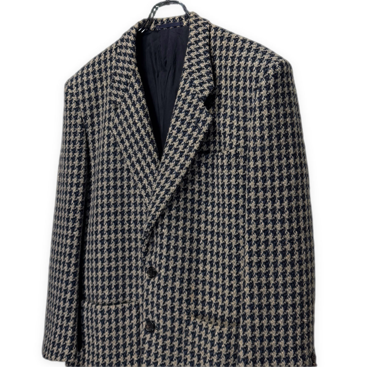 COMME des GARCONS HOMME 90AW ウールツイード千鳥格子柄2Bボックスシルエットテーラードジャケット ブレザー ブルゾン コート アウター Archive 90s コムデギャルソンオム メンズ