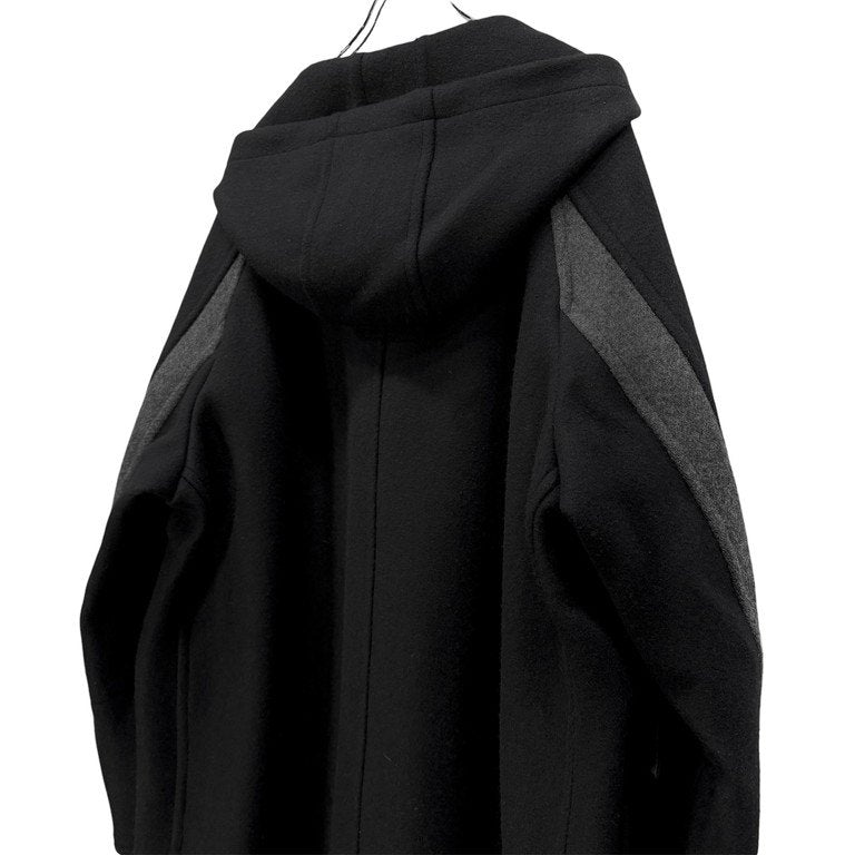 COMME des GARCONS HOMME 95AW ウールモッサラインデザインラグランスリーブフーデッドロングコート Archive 90s 田中オム レザー フード コムデギャルソンオム メンズ