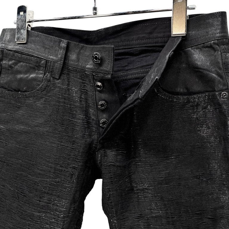 BLACK BARRETT by Neil Barrett アクリル樹脂コーティングブラックデニムカットオフハーフパンツ ショーツ ショート Archive ボトムス ブラックバレット ニールバレット メンズ