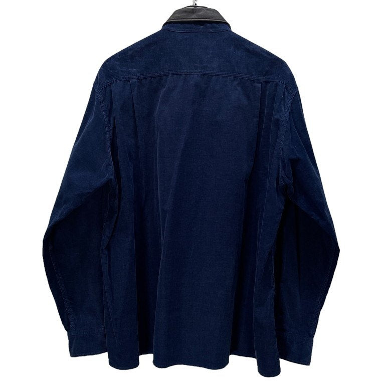 Y's for men レザーカラーコーデュロイボックスシルエットシャツ Archive 90s 切替 ブラウス トップス Yohji Yamamoto Pour Homme ワイズフォーメン ヨウジヤマモトプールオム メンズ