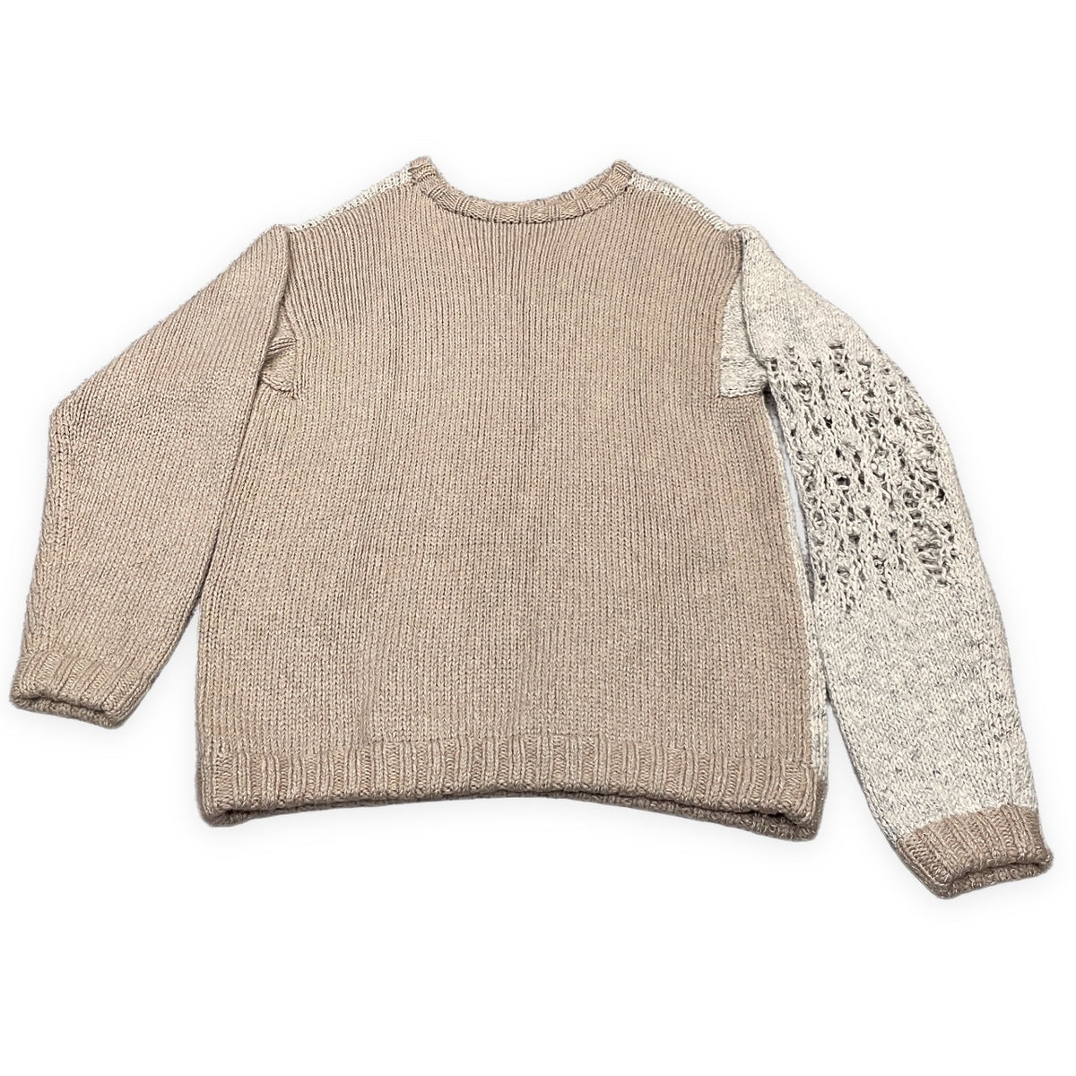 BODYSONG 19AW オーバーサイズ袖ダメージ加工アシンメトリーバイカラーニットセーター トップス ボディソング メンズ レディース ユニセックス