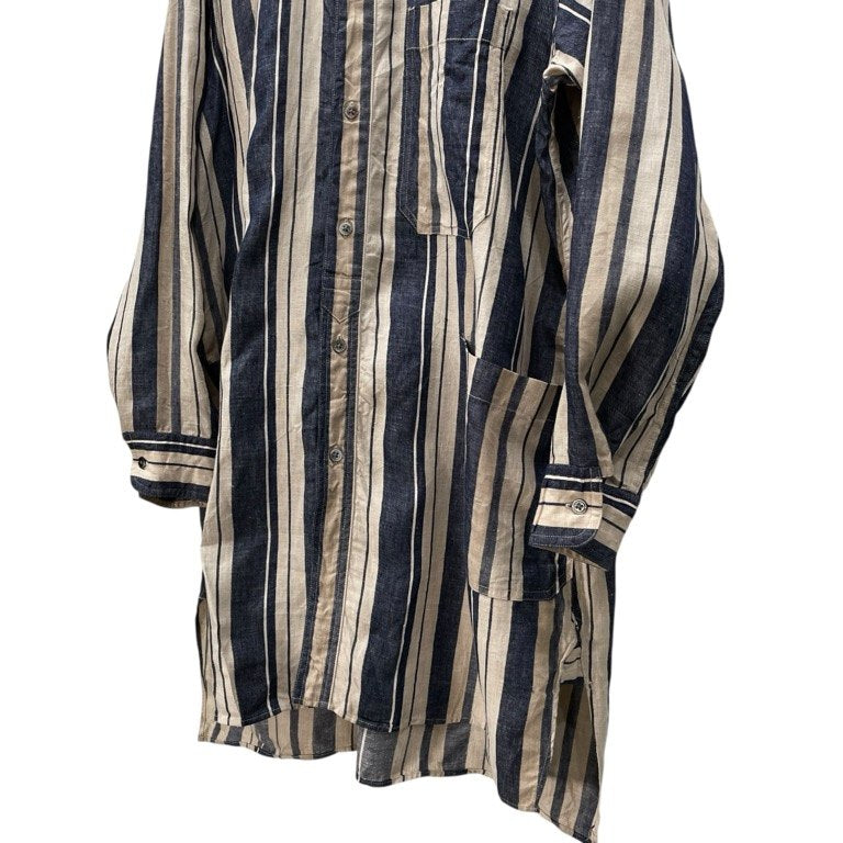 Nigel Cabourn 21SS LINEN STRIPE SLEEP SHIRT リネンストライプスリーピングシャツ パジャマシャツ ブラウス トップス ナイジェルケーボン メンズ