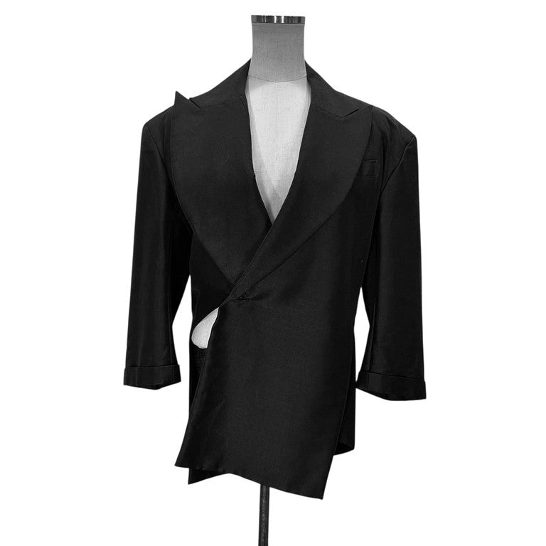 Yohji Yamamoto - Yohji Yamamoto Femme 01SS ピークドラペル変形カットアシンメトリー1Bテーラードジャケット Archive コート レディース NEXT51｜D.F.L｜Yohji Yamamoto Femme 01SS ピークドラペル変形カット