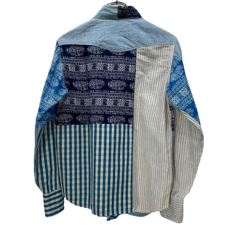 KAPITAL 06AW バンダナパッチワークウエスタンシャツ 初期 希少 リネン ターコイズボタン チェック ガーゼ キャピタル メンズ レディース ユニセックス