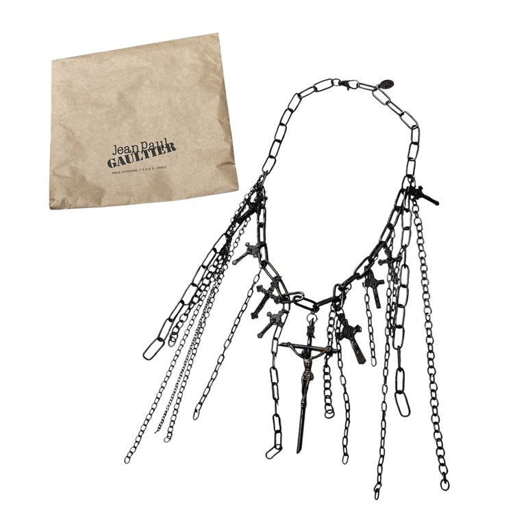Jean Paul GAULTIER マルチチェーンクロスロザリオネックレス 一点物 激レア 希少 Archive 90s 00s JPG 未使用 十字架 磔刑 ペンダント アクセサリー ジャンポールゴルチエ メンズ レディース ユニセックス