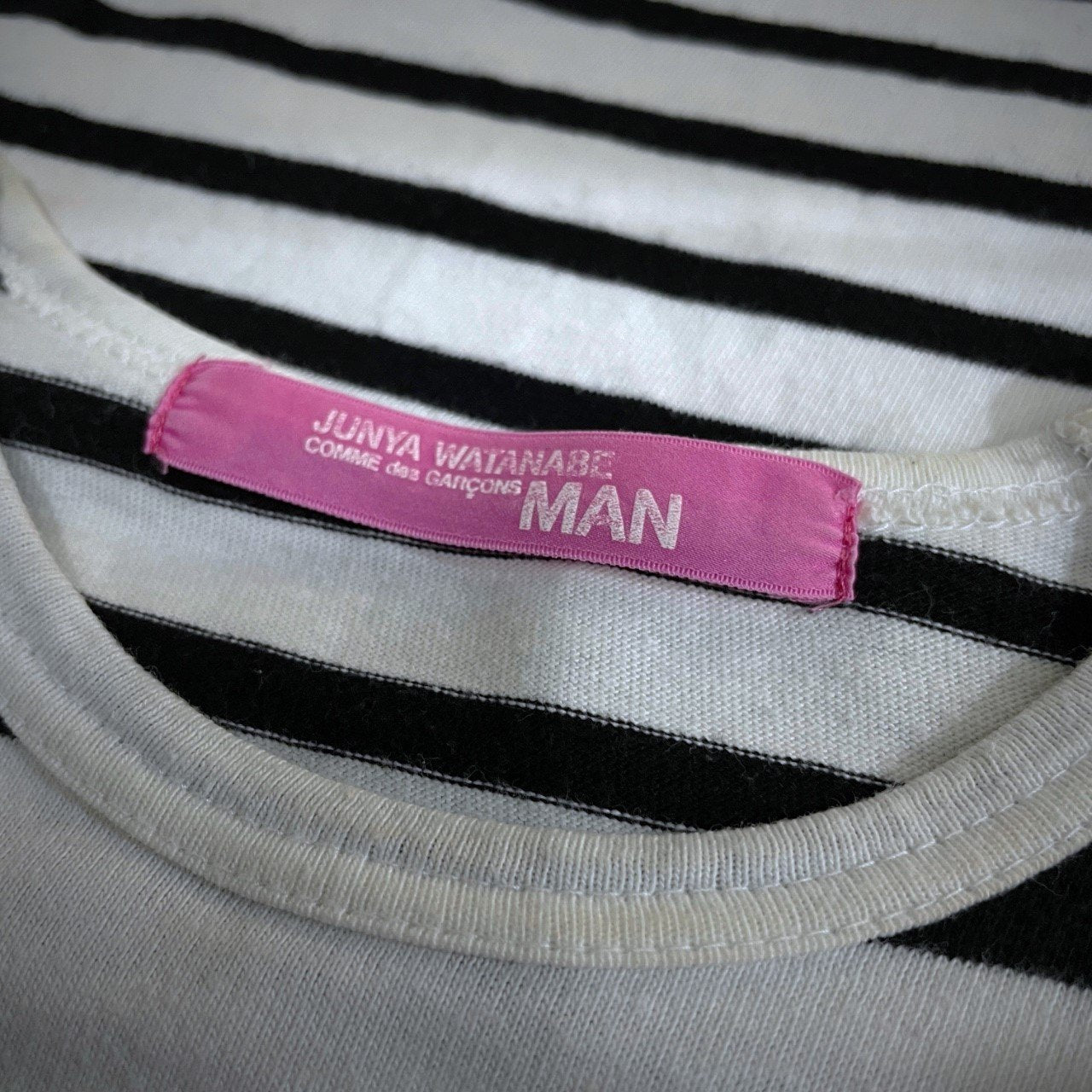 JUNYA WATANABE COMME des GARCONS MAN PINK × 古武家賢太郎 03SS マルチボーダー切替アートプリントTシャツ カットソー Tee T-shirt 半袖 トップス Archive ジュンヤワタナベ コムデギャルソン マン ピンク レディース