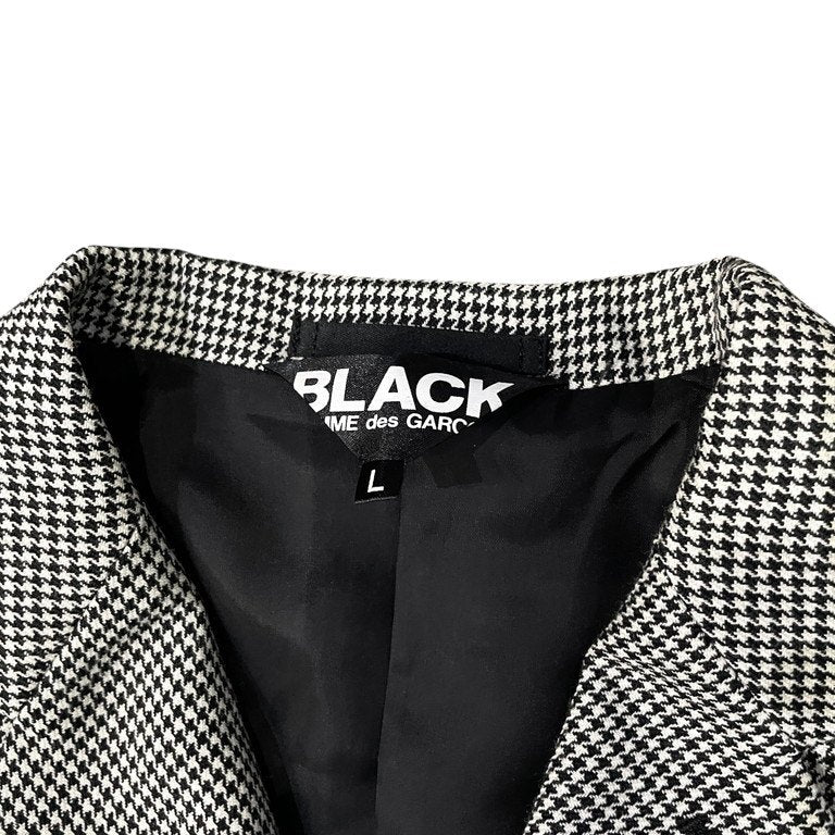 BLACK COMME des GARCONS 10AW 千鳥格子柄カフステーピング4Bテーラードジャケット ブレザー ブルゾン コート アウター 総柄 ブラック コムデギャルソン メンズ レディース ユニセックス