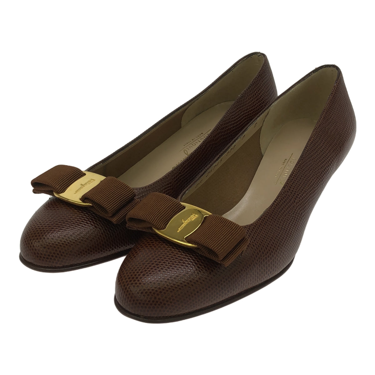 Salvatore Ferragamo Salvatore Ferragamo ヴァラ 型押しパンプス 7C