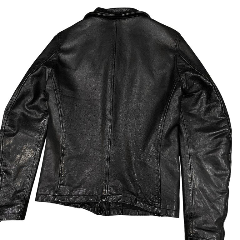 Nicolo' Ceschi Berrini カウレザーフックボタンスタンドカラージャケット ライダース ブルゾン コート アウター 現Poeme Bohemien ニコロチェスキベリーニ ポエムボヘミアン メンズ