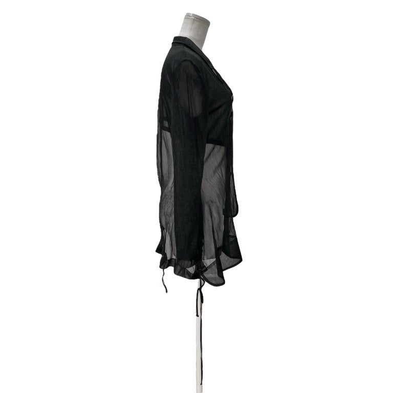 COMME des GARCONS シースルー裾ジップドローストリングテーラードジャケット Archive 90s メッシュ ブルゾン アウター コムデギャルソン レディース