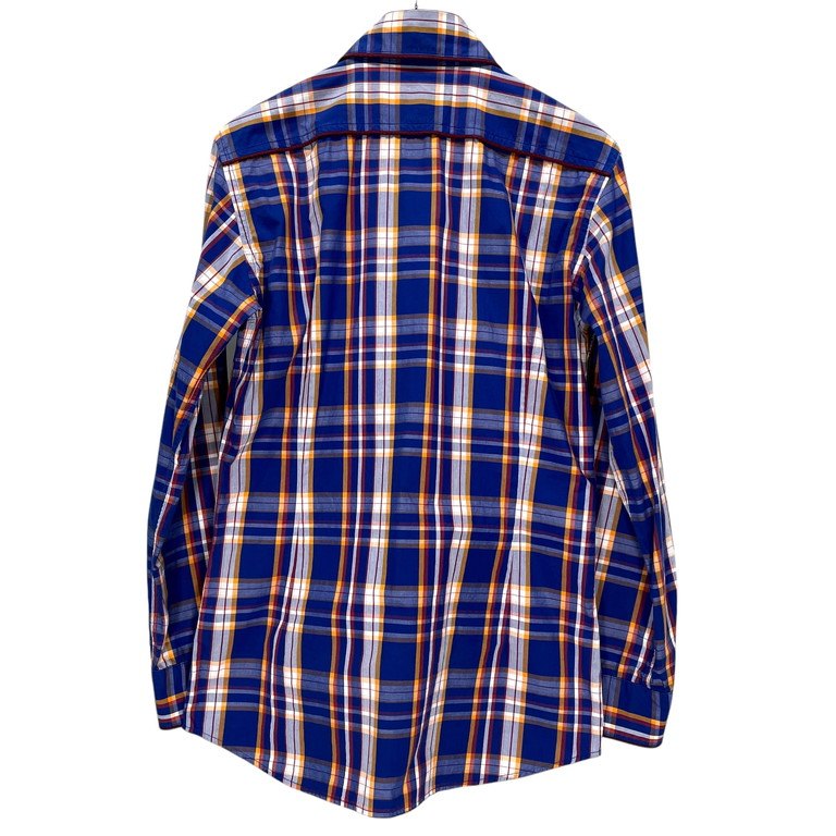 Vivienne Westwood MAN マドラスチェックラウンドカラーパイピングボタンダウンシャツ ブラウス トップス 丸襟 オーブ刺繍 ヴィヴィアンウエストウッド マン メンズ