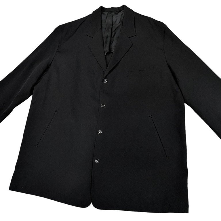 Y's for men ウールギャバジンノッチドラペル4Bスナップボタンアンコンテーラードジャケット Archive 90s 肩パットレス カバーオール ハーフコート Yohji Yamamoto Pour Homme ヨウジヤマモトプールオム ワイズフォーメン メンズ