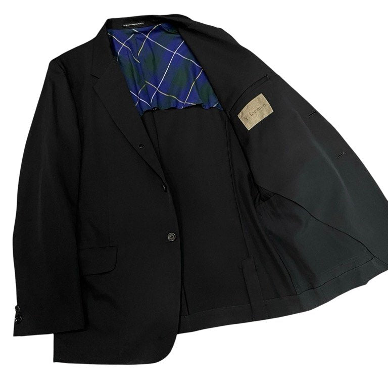 Y’s for men ウールギャバジンチェック裏地段返り3Bテーラードジャケット ブレザー ブルゾン コート アウター Yohji Yamamoto Pour Homme ヨウジヤマモトプールオム ワイズフォーメン メンズ