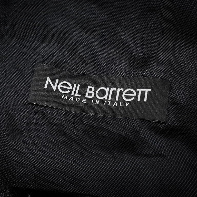 Neil Barrett フロントレザーベルクロオープンノーカラーベスト ノースリーブ ジャケット ジレ コート ブルゾン アウター SLIM FIT ニールバレット メンズ