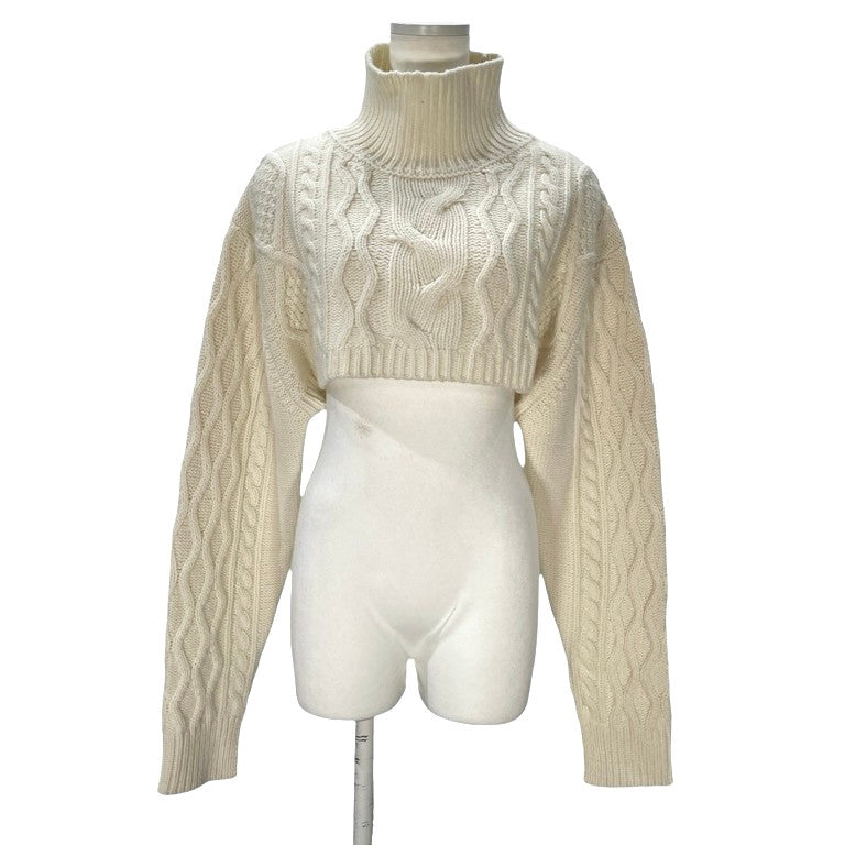 Y's TAKESHI KOSAKA ケーブル編みハイネックショートニットセーター フィッシャーマン トップス Yohji Yamamoto Femme ワイズ ヨウジヤマモトファム レディース