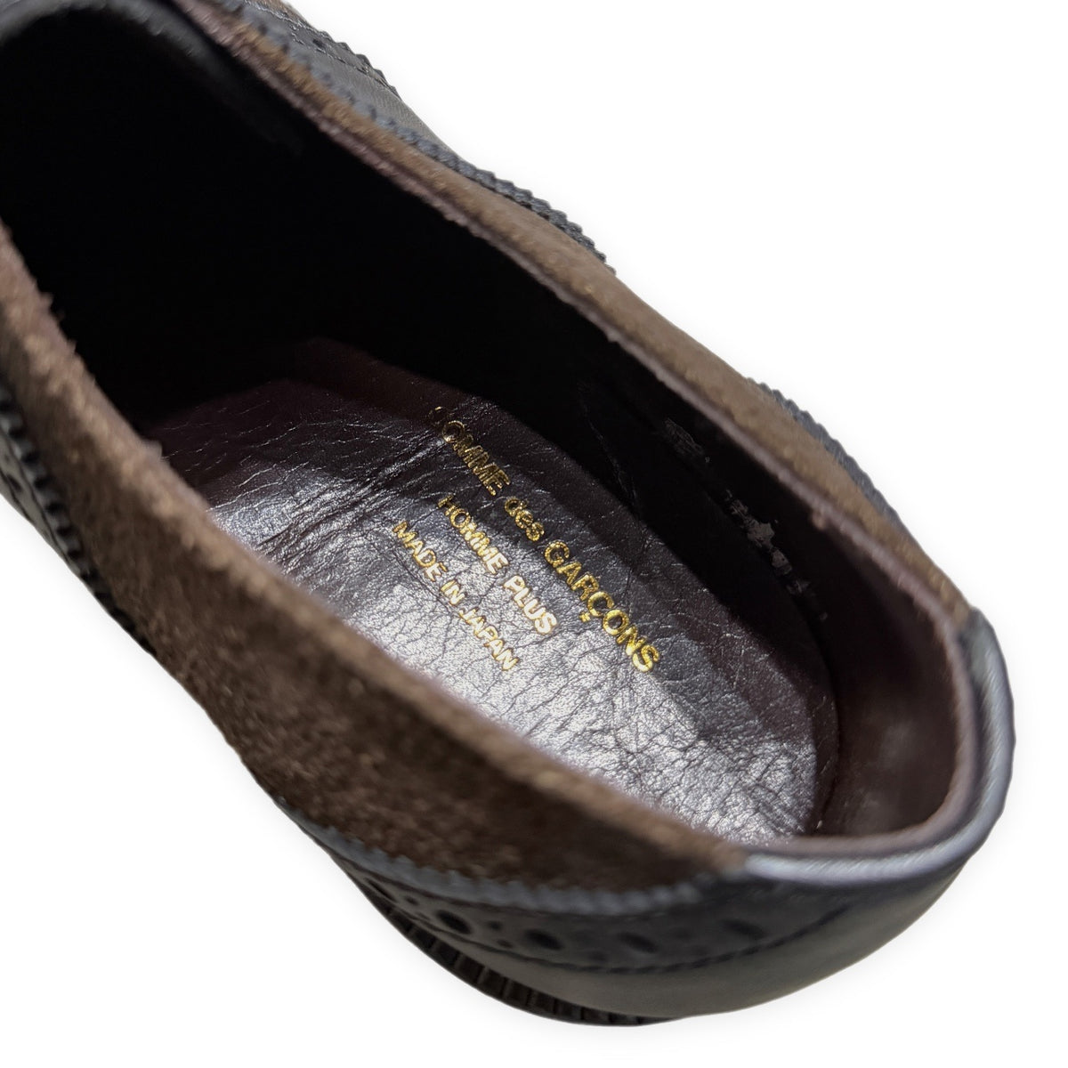 COMME des GARCONS HOMME PLUS レザー切り替えブローグシューズ ブーツ 短靴 クツ Archive 80s 90s スエード チップ メダリオン 26.5cm コムデギャルソンオムプリュス メンズ