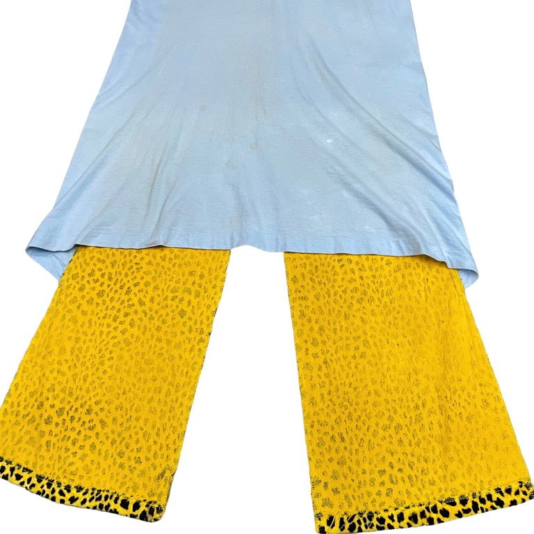 COMME des GARCONS HOMME PLUS 18SS バックレオパードフリースドッキング燕尾ロングカットソー Tシャツ Archive disco ディスコ期