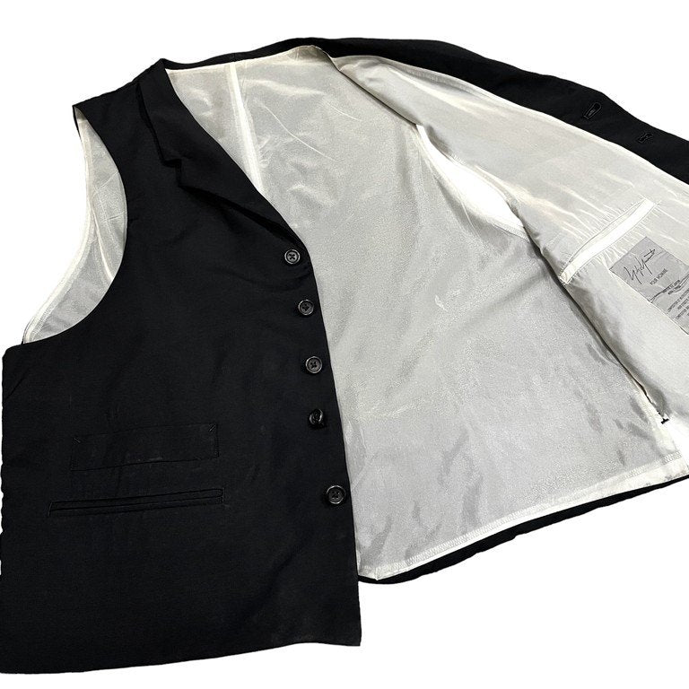 Yohji Yamamoto Pour Homme 94SS ウールトロピカルフェイクカラー4ポケット5Bベスト ジレ ノースリーブ ジャケット トップス 襟付き Archive 90s スケアクロウ期 Scarecrow