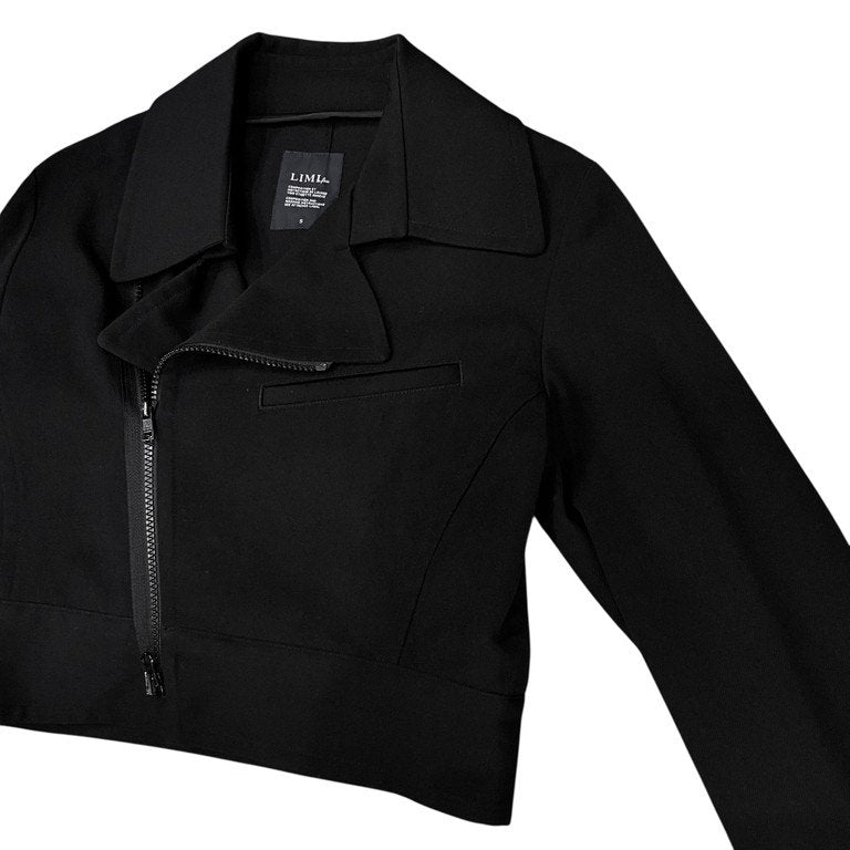 LIMI feu ウールサージショートダブルライダースジャケット ブルゾン コート アウター Yohji Yamamoto リミフゥ ヨウジヤマモト レディース