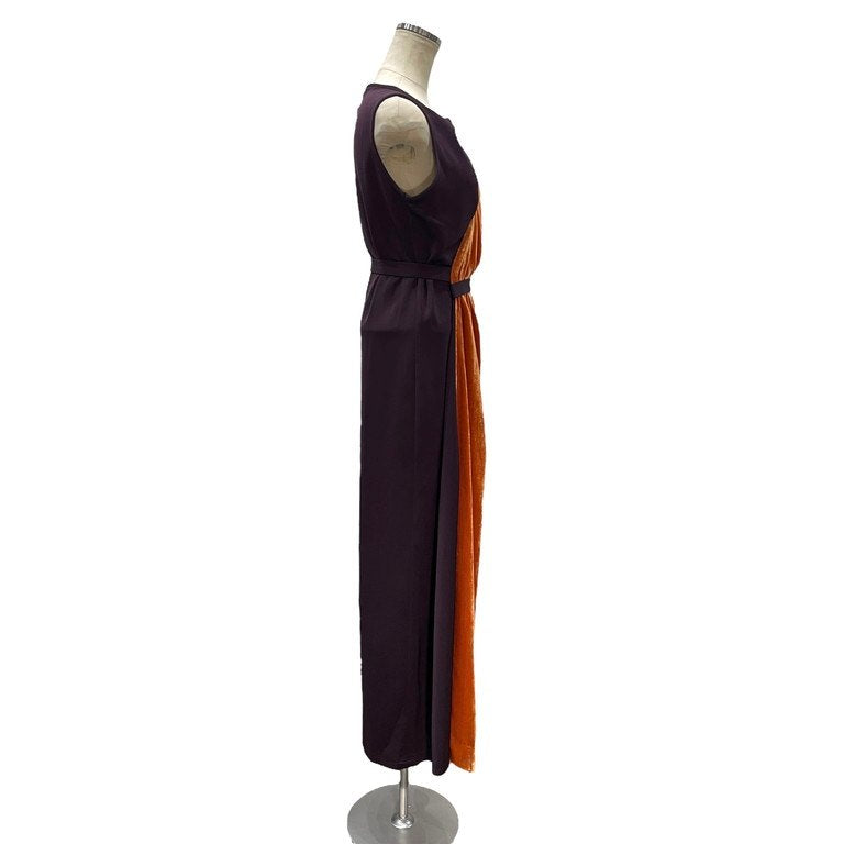 Jean Paul GAULTIER FEMME ベルベット切替バイカラーノースリーブストレッチロングワンピース Archive 90s JPG ドレス ベロア ジャンポールゴルチエ レディース