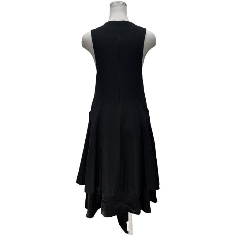 LIMI feu 17AW キュプラレイヤードウールフラノロングベスト ノースリーブ ワンピース ジャケット コート アウター Yohji Yamamoto Femme リミフゥ ヨウジヤマモト レディース