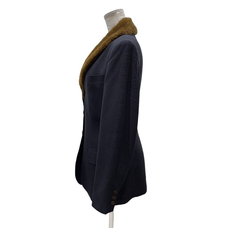 JUNIOR GAULTIER 90's ウールツイードファーテーラードジャケット アウター ブレザー Archive アーカイブ Jean Paul GAULTIER ゴルチエ レディース