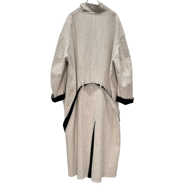 Yohji Yamamoto Pour Homme 21AW VELVETEEN X FLAX DOUBLE FACED STAND COAT 別珍リネンダブルフェイスレザーボタンスタンドカラーロングコート ベルベット ベロア リバーシブル LOOK19 定価512,600円 HX-C12-003 ヨウジヤマモト