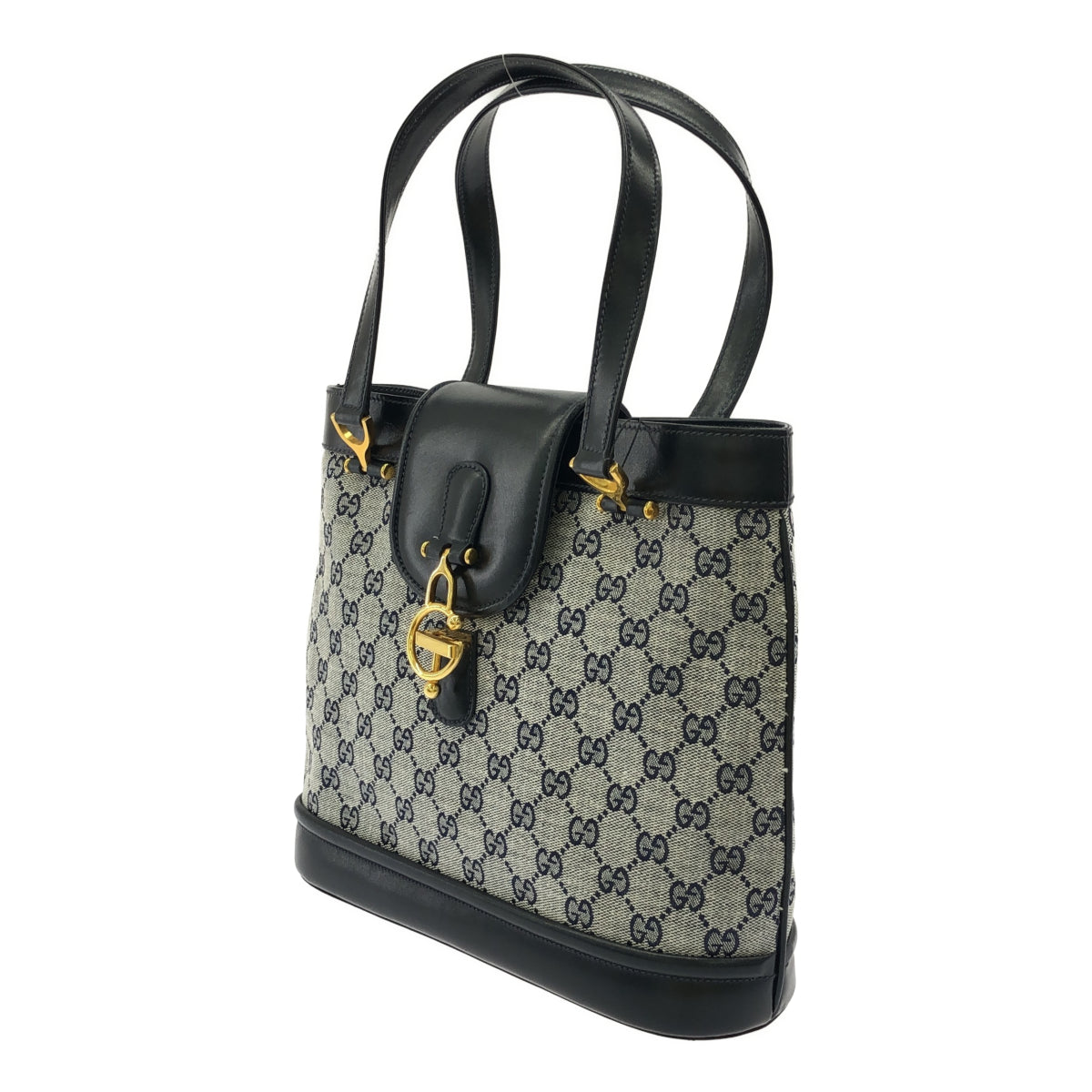 GUCCI GUCCI GGキャンバス ハンドバッグ Gロゴ金具 BLK