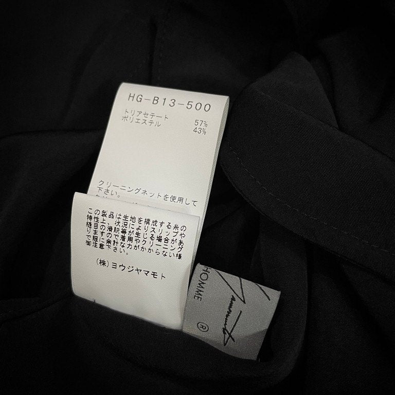 Yohji Yamamoto Pour Homme 22SS TA/TUXEDO OPEN COLLAR FRONT PLACKET BLOUSE トリアセテートポリエステルタキシードオープンカラーフロントポケットシャツ A-開襟前立て付きB 定価61,600円 ヨウジヤマモトプールオム メンズ