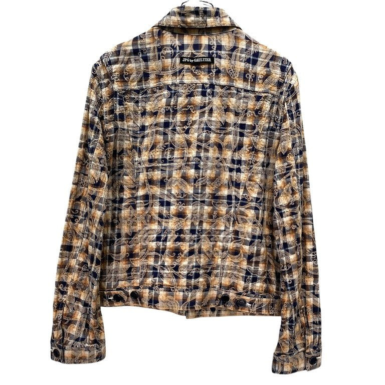 Jean Paul GAULTIER PARIS 04SS ボタニカルプリントフランネルチェックトラッカージャケット Archive 90s 00s JPG 総柄 ジャンポールゴルチエ メンズ