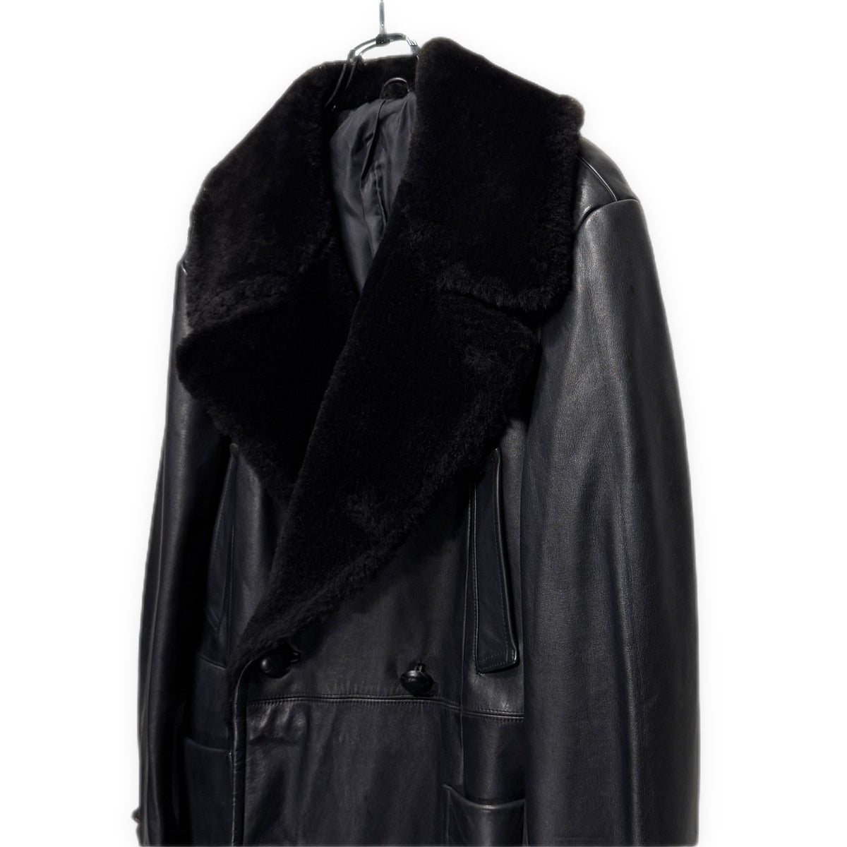 LQ Y's for men ムートンカラーカウレザーダブルブレストコート Archive 80s 90s Yohji Yamamoto Pour Homme ワイズフォーメン ヨウジヤマモトプールオム メンズ