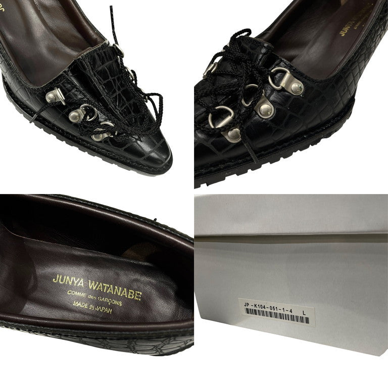 JUNYA WATANABE COMME des GARCONS 05AW クロコ型押しレザーアーモンドトゥマウンテンハイヒールシューズ トレッキング ブーツ パンプス 靴 クツ Archive ジュンヤワタナベ コムデギャルソン レディース
