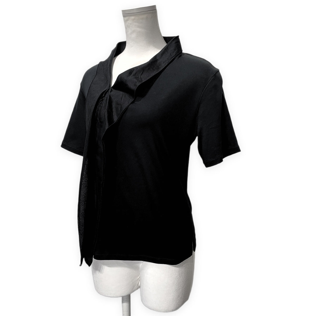 ISSEY MIYAKE コットン天竺カラーデザインカットソー ブラウス 襟付き Tシャツ トップス 半袖 イッセイミヤケ レディース