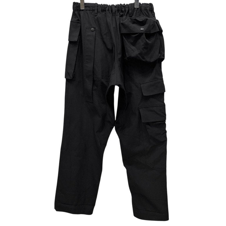 B Yohji Yamamoto 19SS コットンキャンバスマルチ立体ポケットイージーカーゴパンツ ウエストゴムシャーリング ボトムス ビー ヨウジヤマモト メンズ レディース ユニセックス