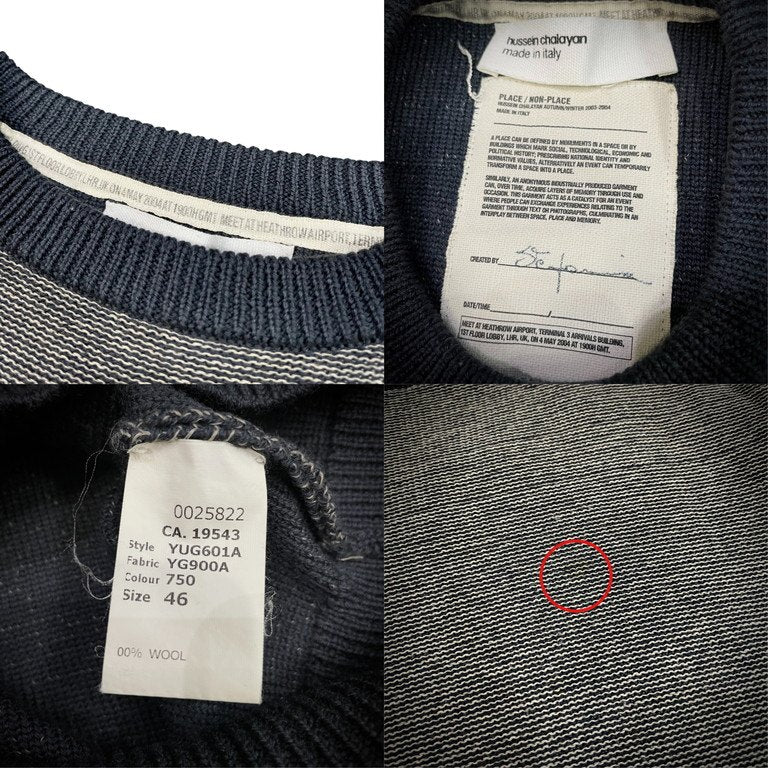 hussein chalayan 03AW PLACE NON-PLACE インサイドアウトリバーシブルパッチニットセーター