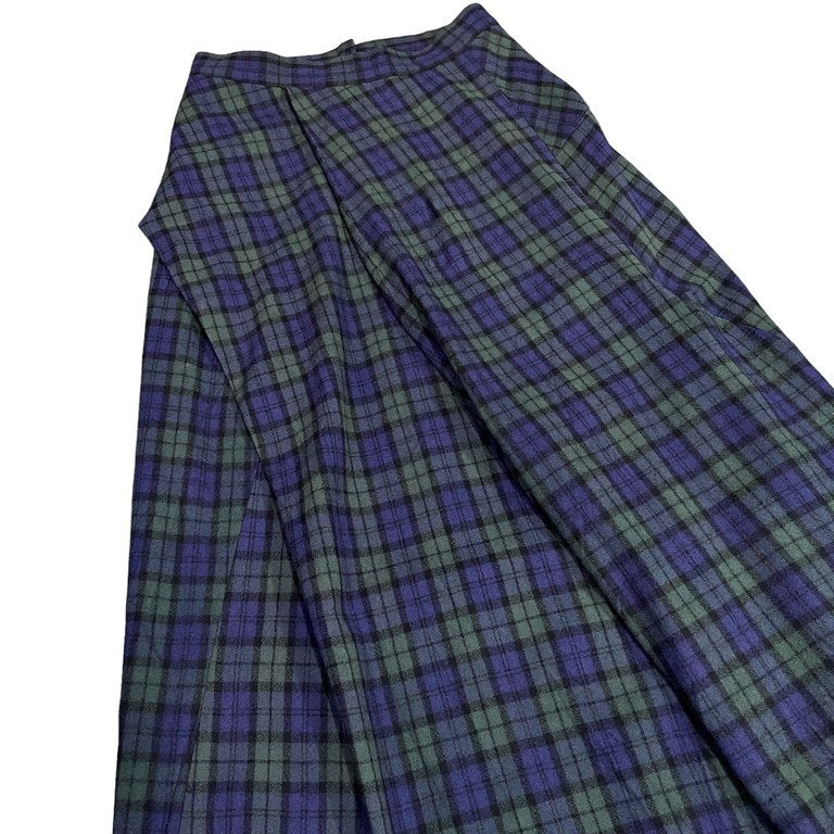 Y's Yohji Yamamoto ウールフラノタータンチェックマルチタックロングスカート