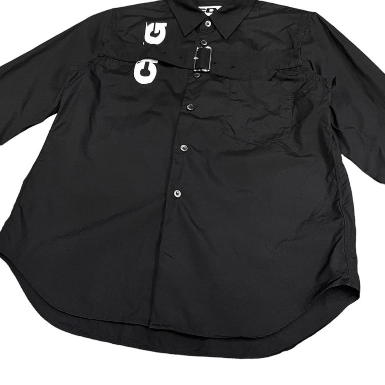 CDG コットンブロードロゴプリントフロントベルトシャツ