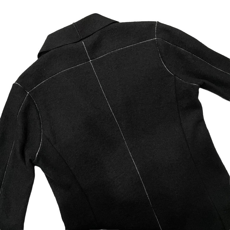 The Viridi-anne Fulling Knit Long Jacket 圧縮ウールオーバーロックステッチロングジャケット