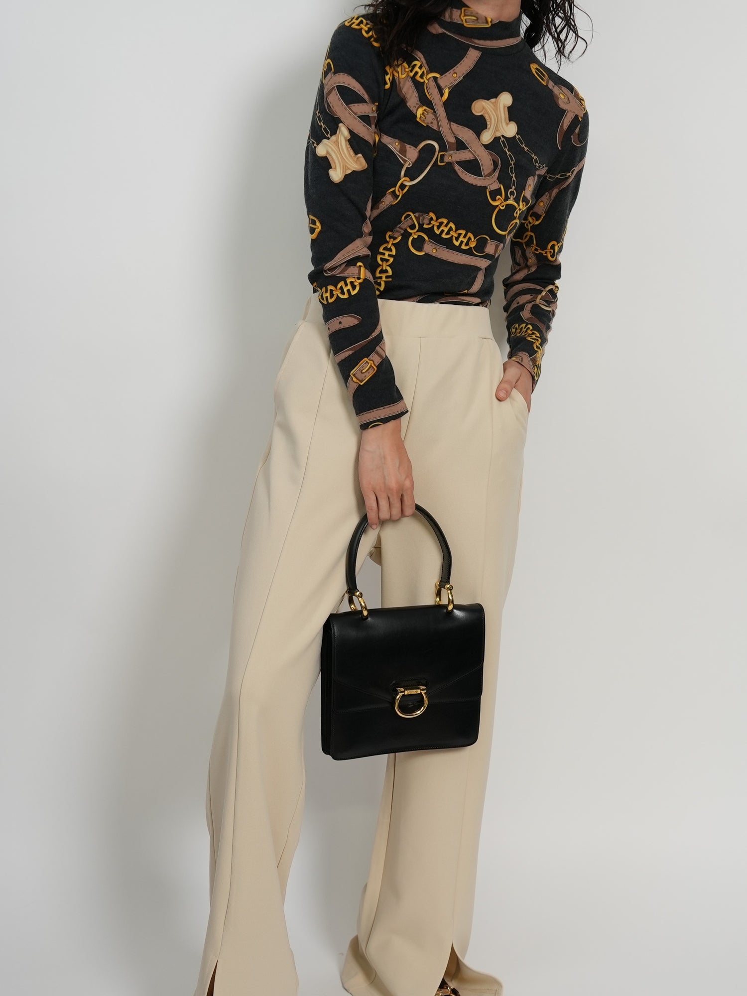 CELINE ダブルフラップ ハンドバッグ