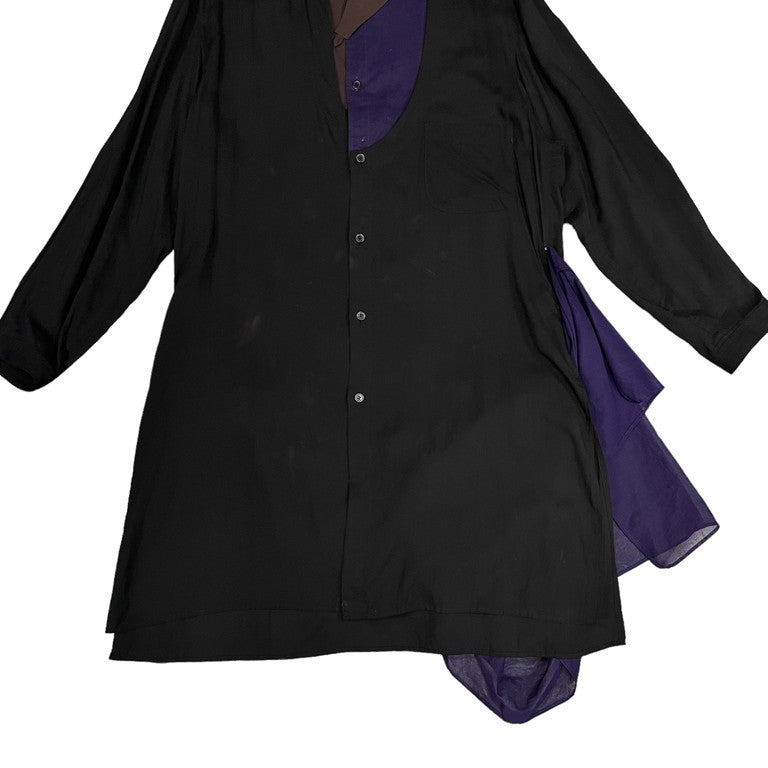 Yohji Yamamoto Pour Homme 19SS Layered tencel long shirt