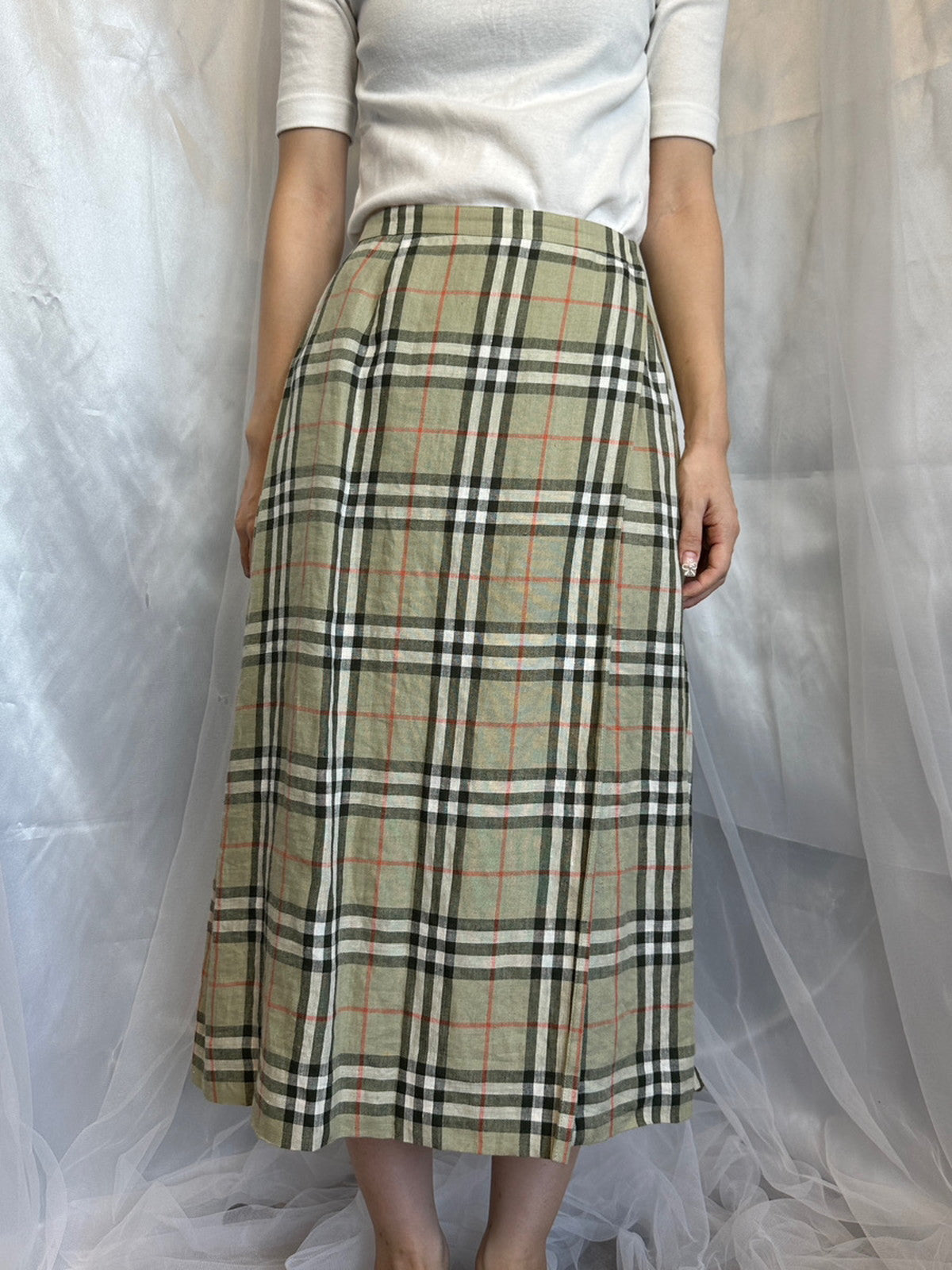 BURBERRY LONDON リネンラップスカート